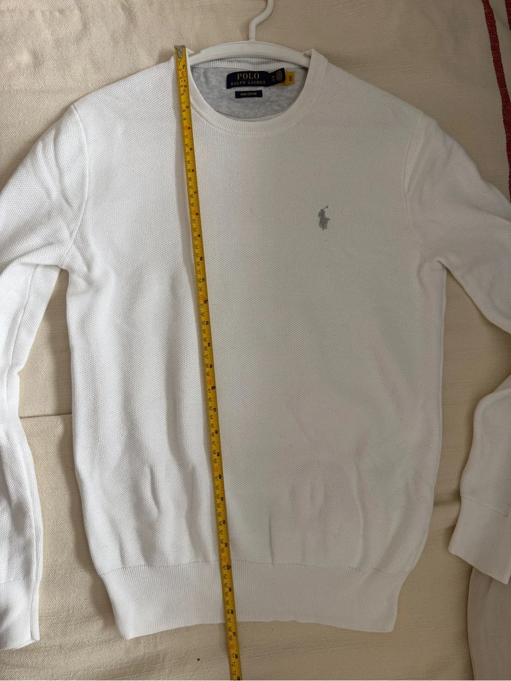 Polo by Ralph Lauren White Mesh-Knit Cotton Crewneck Sweater XS Men